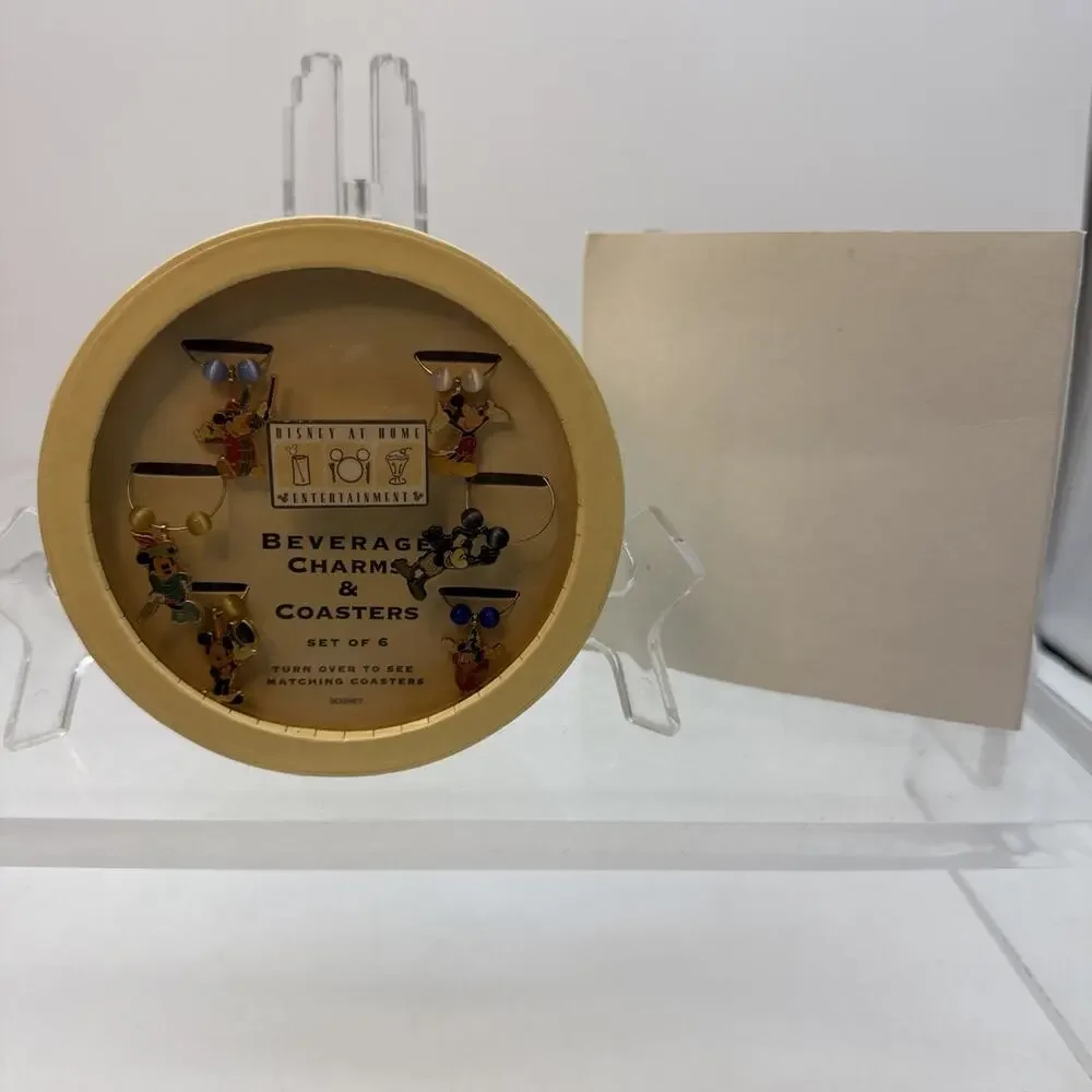 Disney Beverage Charms & Coasters, Mickey (Set of 6) New Unopened